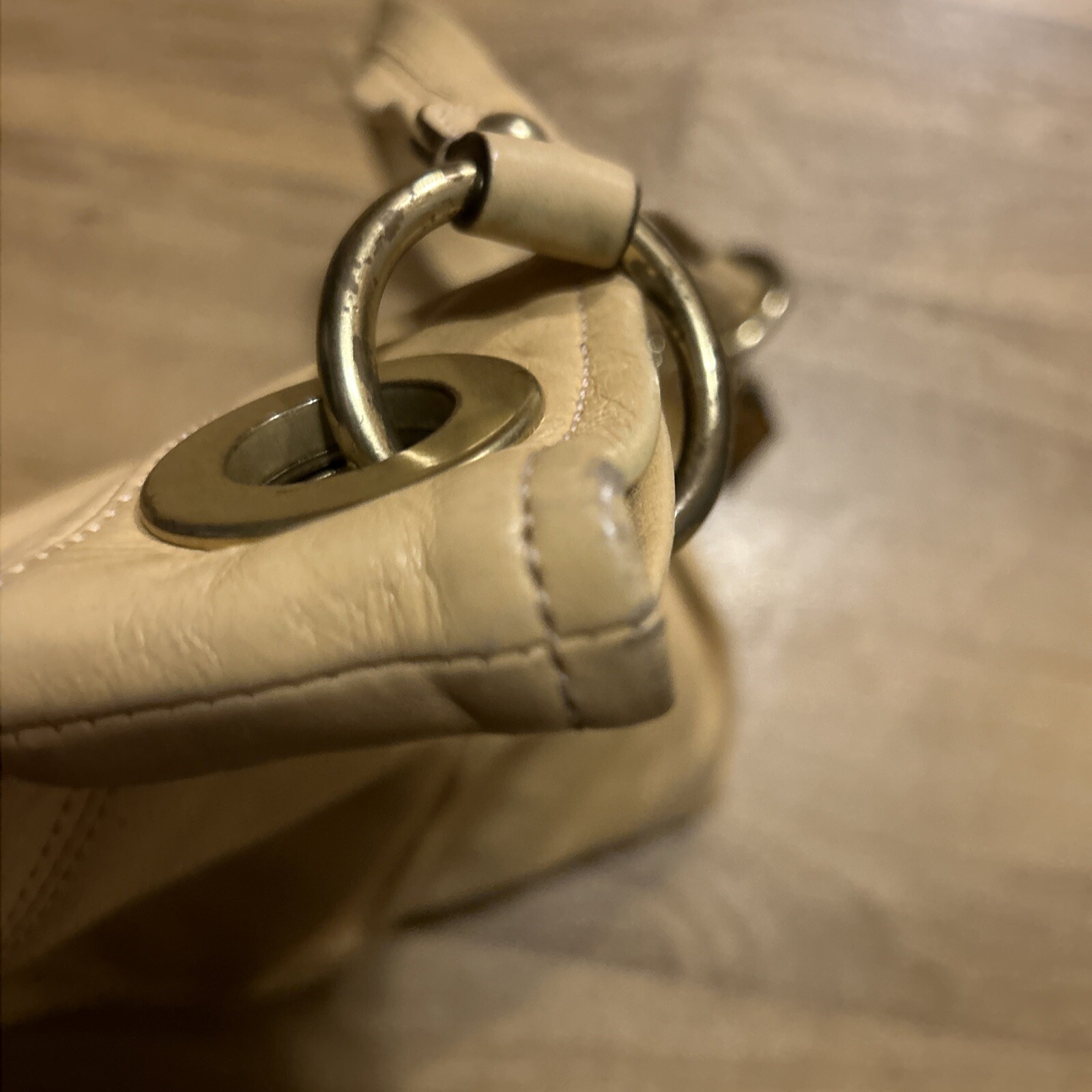 Coach Madison One strap Hobo Shoulder Bag Pale Yellow Tan Beige Color