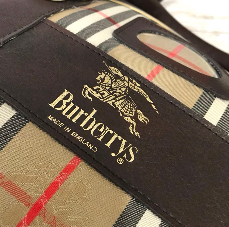 Burberrys Vintage Nova Check Travel Boston Bag