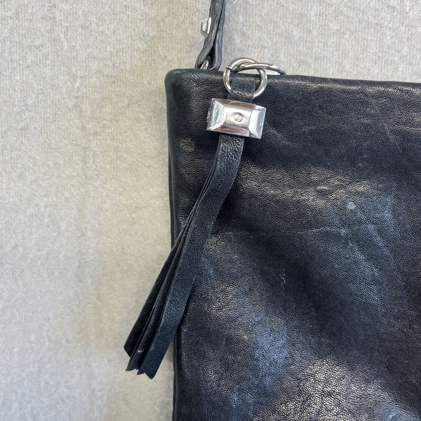 Stella & Dot Waverly Purse Black Lambskin Crossbody Shoulder Clutch Purse