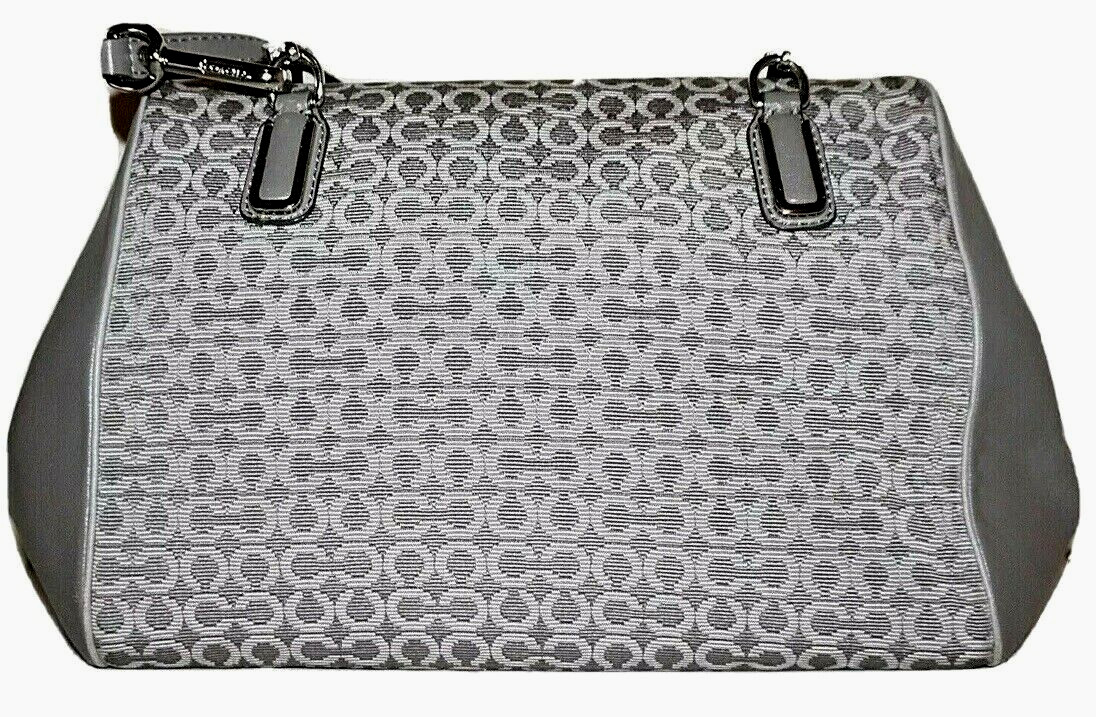 COACH MADISON MADELINE Gray Signature Jacquard & Leather Satchel 25215