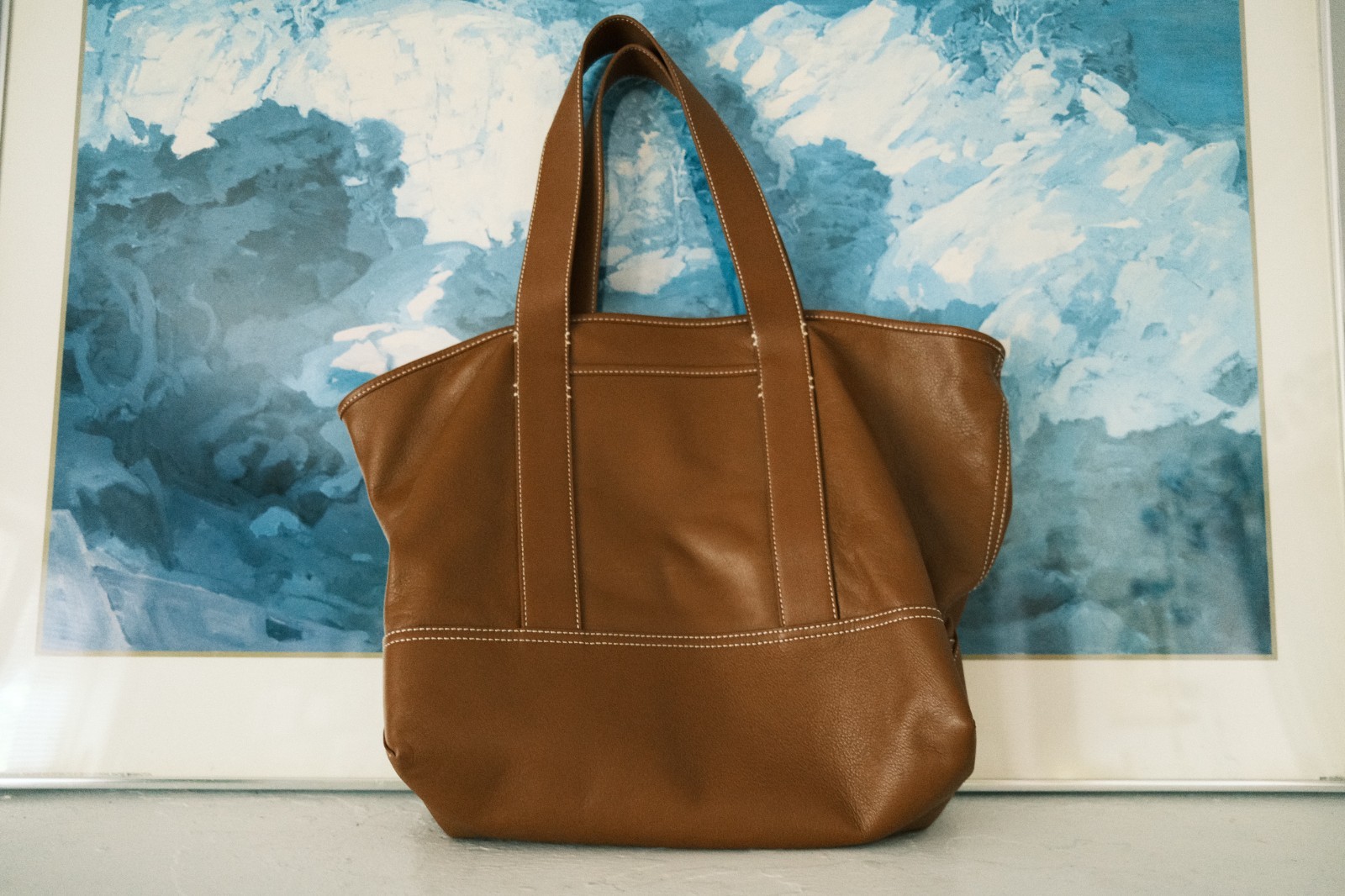 J Crew Montauk Oak Brown Leather Bag Tote