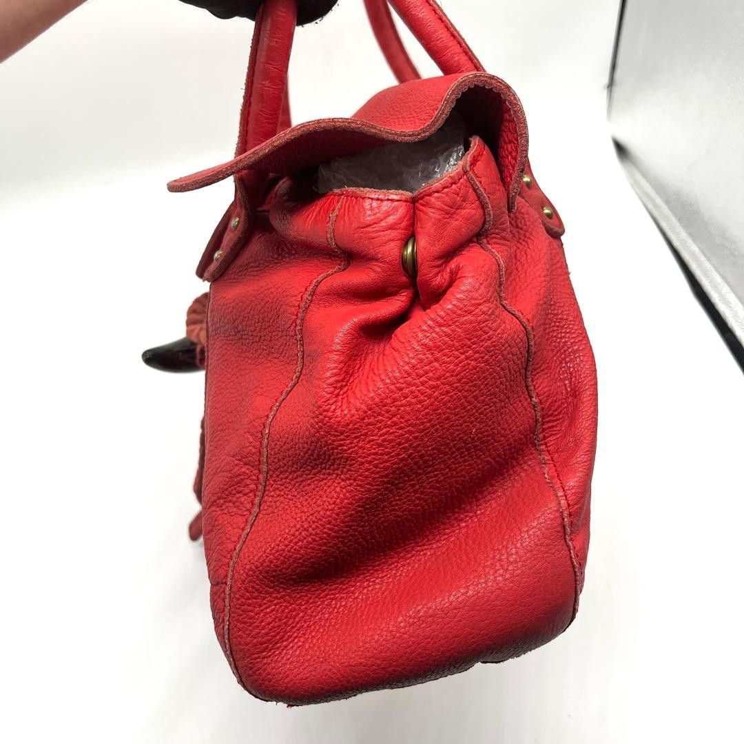 TRES Shoulder Tote Bag Purse Leather Red Horn Toggle Button Y2K Used vintage