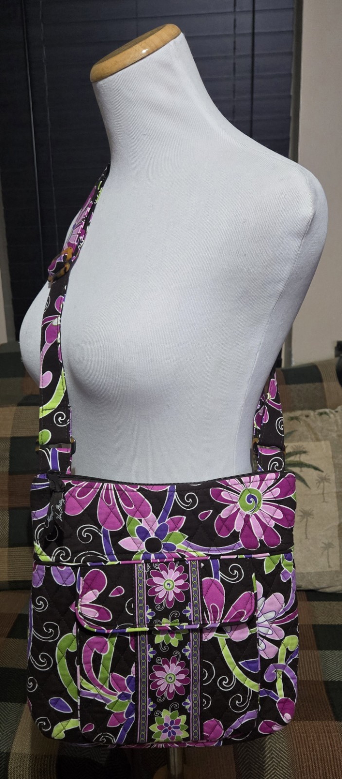 VERA BRADLEY Purple Punch Hipster Crossbody Bag Retro Floral Retired EUC
