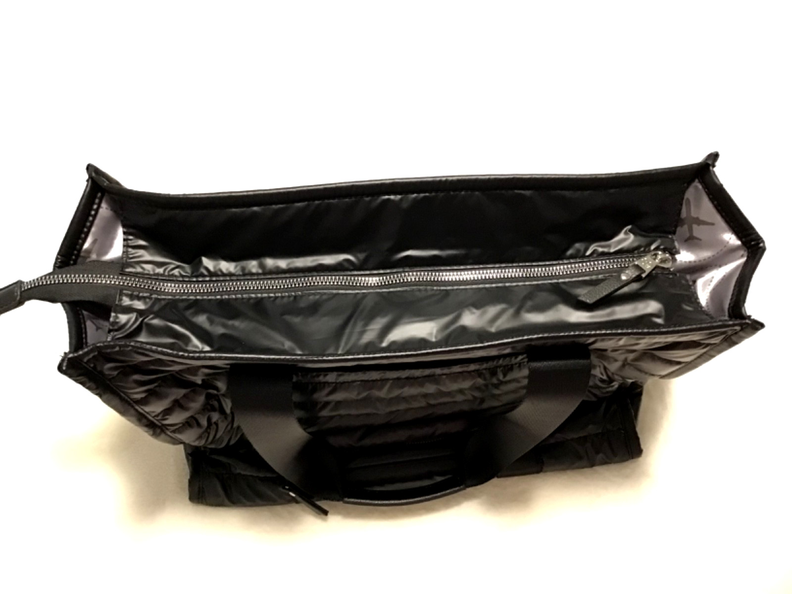 Samantha Brown 3-Pc Tote/Crossbody Quilted Travel Bag + Caddy Drink Holder Black