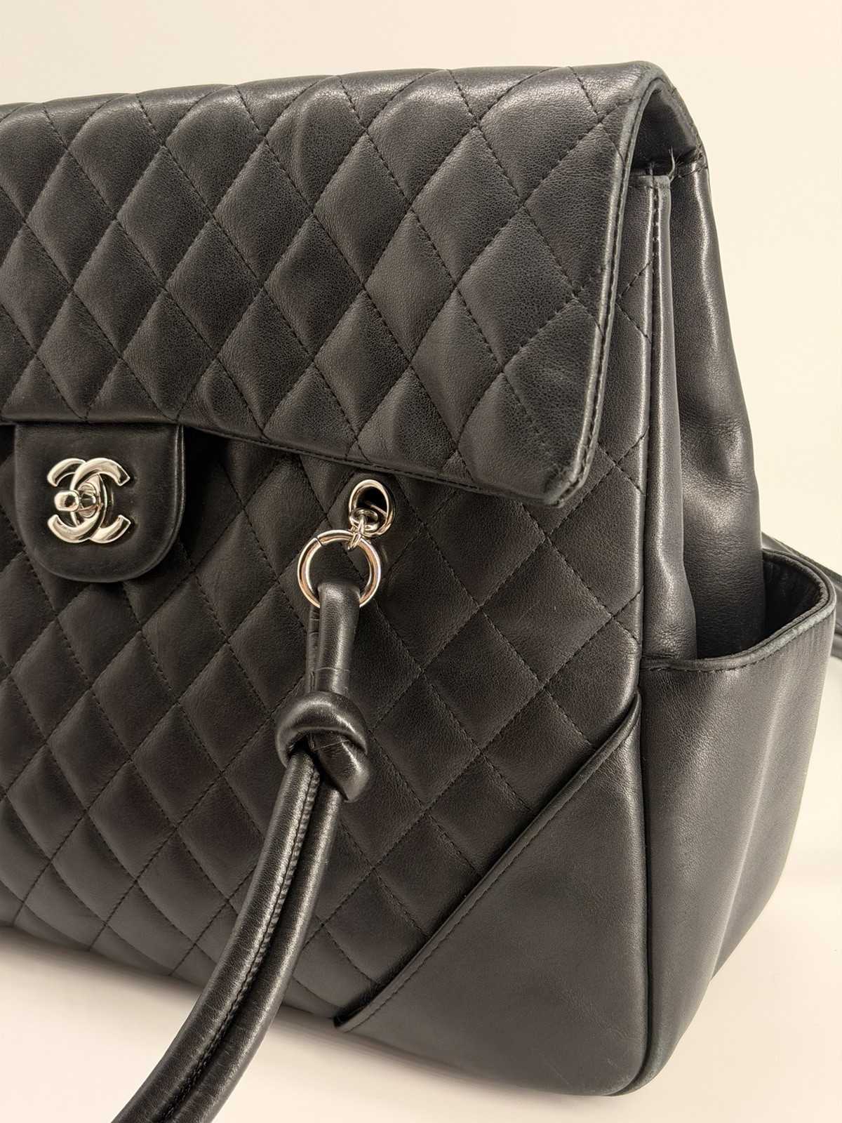 CHANEL Cambon Lambskin Flap Large Black Bag