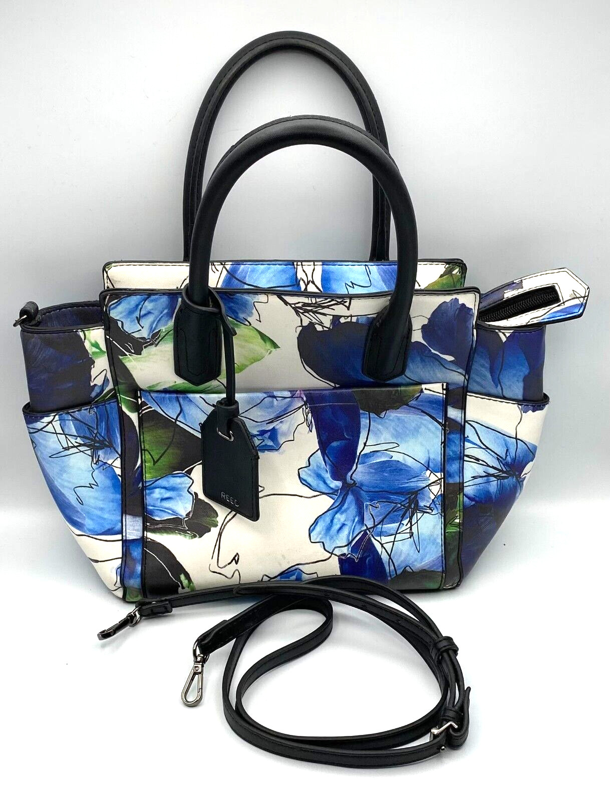 Reed Modern American Luxury Blue Floral Flowers Purse Hand Bag Shoulder Bag