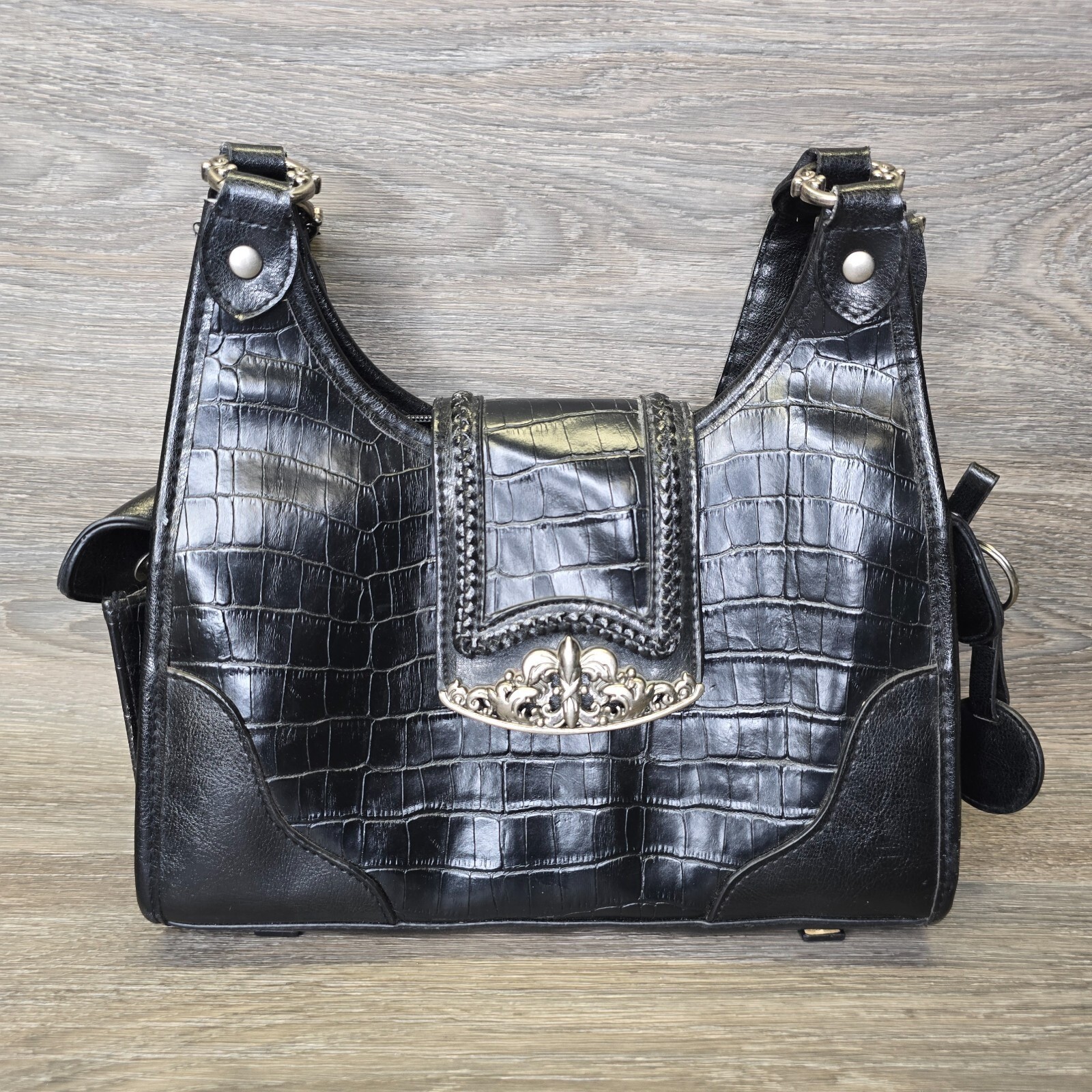 Bueno Womens Purse Croc Embossed Faux Alligator Shoulder Bag Tote Shoulder Bag