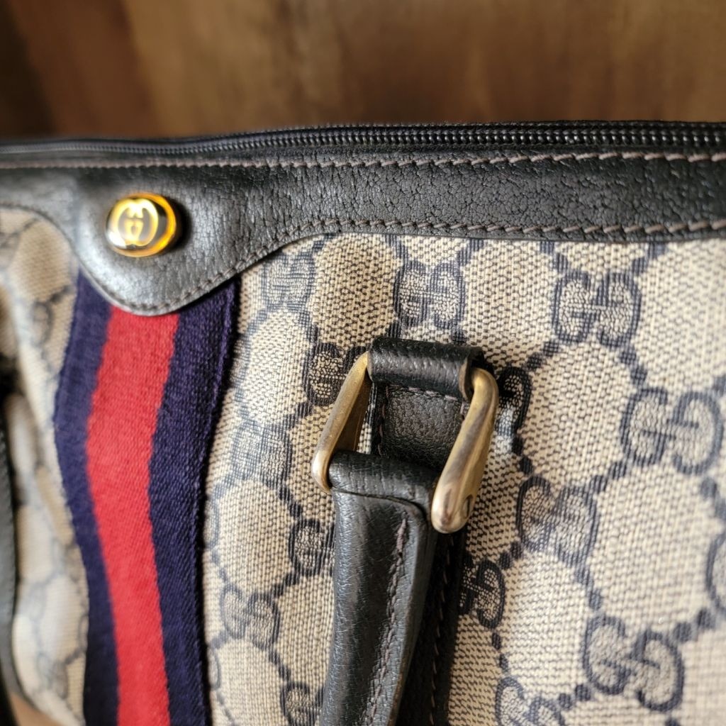 Vintage Gucci Accessory Collection 80s Boston Bag Monogram Leather Purse