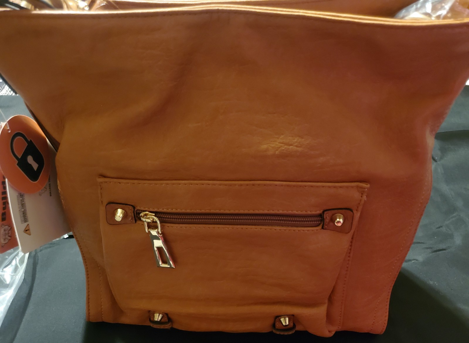 Bulldog Concealed Carry Shoulder Bag Purse, Brown Lockable Zipper, Pockets