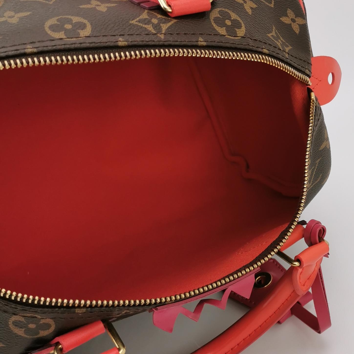 Louis Vuitton Speedy Normal Brown Red Calfskin Hand Carry Bag US Ship