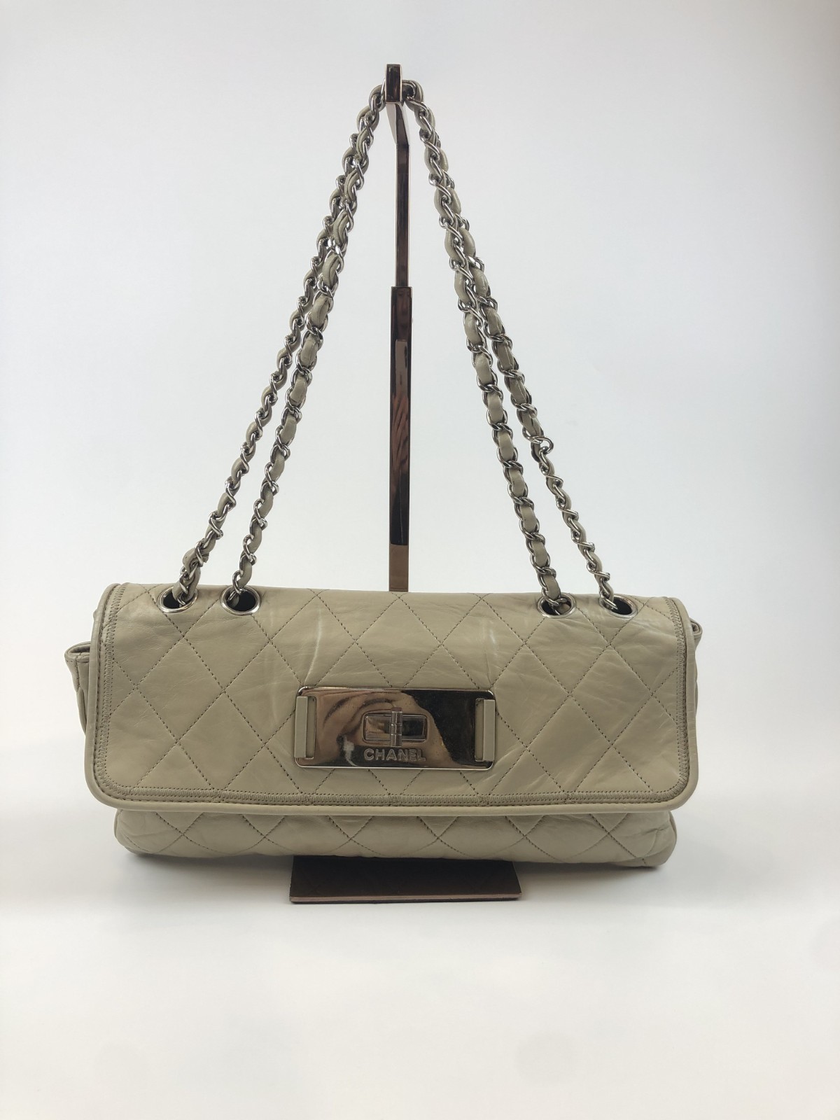 Chanel Mademoiselle East‑West Flap Bag Quilted Aged Calfskin Beige bag