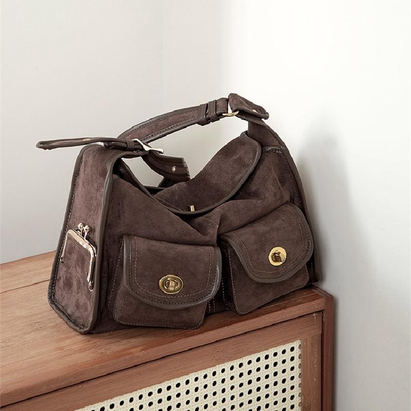 Casual Commuter Large Capacity Suede Pillow Bag Single Shoulder Crossbody Bag