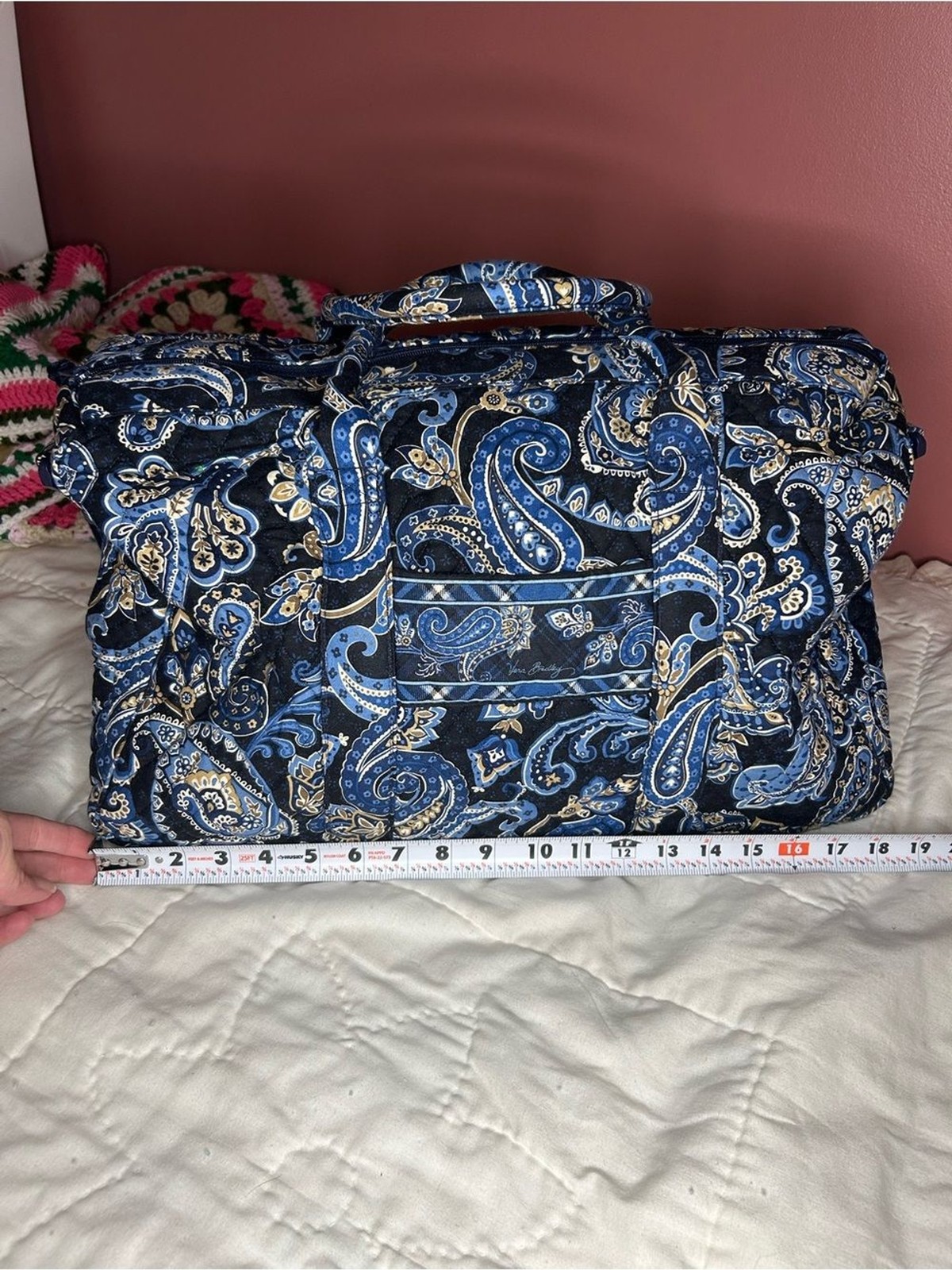Vera Bradley Quilted Paisley Windsor Navy Travel Duffle –