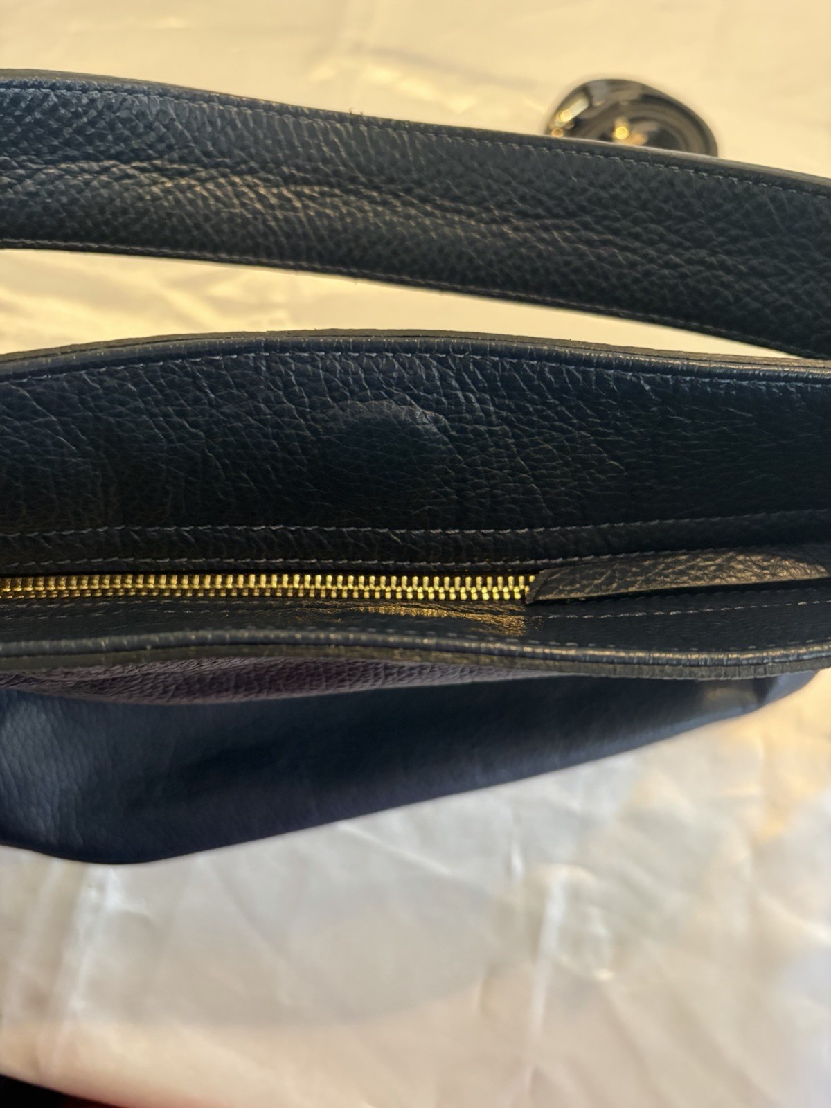 A. Bellucci Leather Handbag Blue W/ Pink Whipstitching Removable Crossbody Strap