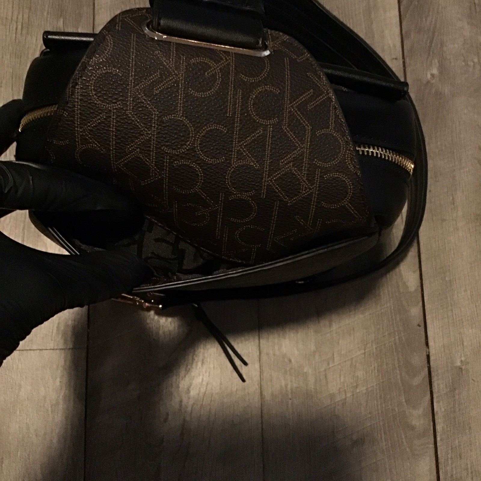Calvin Klein Mia Backpack Brown Black Logo Women Backpacks Casual Double Zip NWT