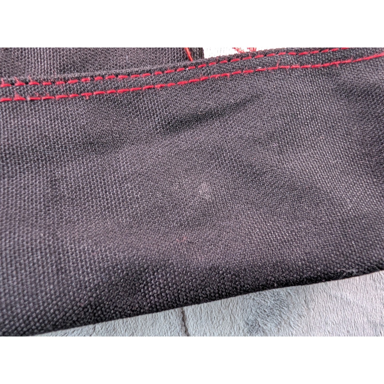 Victoria’s Secret Black Canvas Tote Bag Red Stitching Logo Straps Large Zip Top