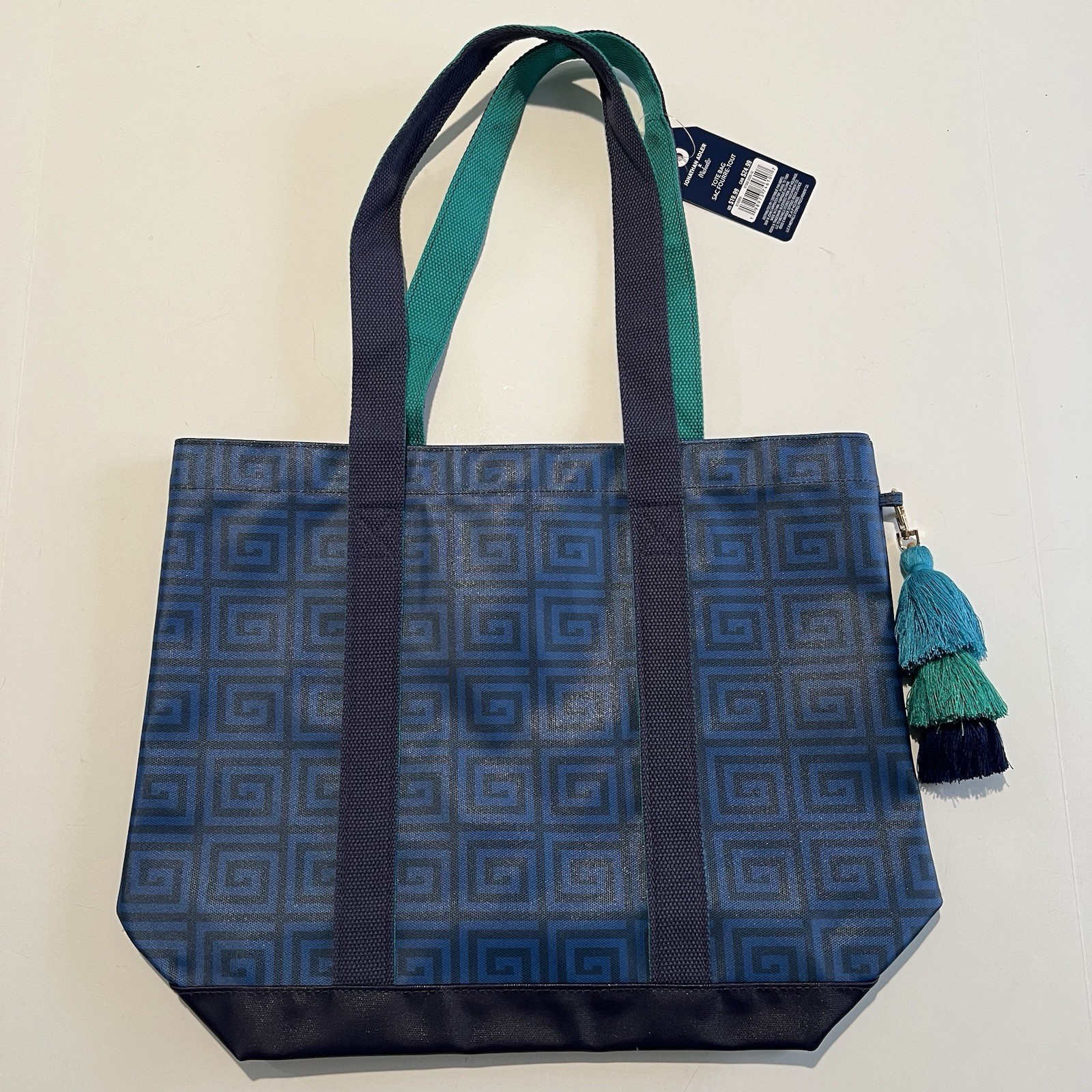 Jonathan Adler x Michaels Tote Bag Blue 17×13″ Coated Limited Edition Tassel