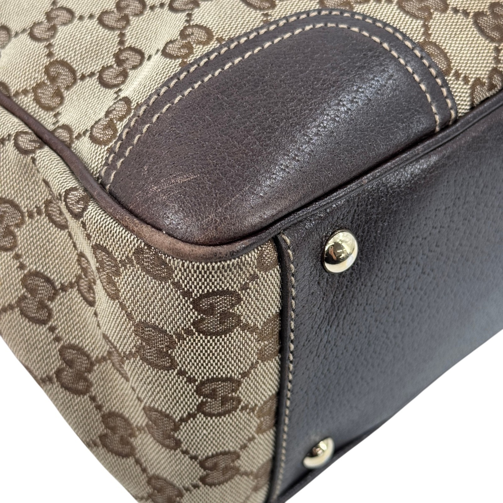 Auth GUCCI Princy GG Canvas Shoulder Bag Sherry Line Ribbon Bow