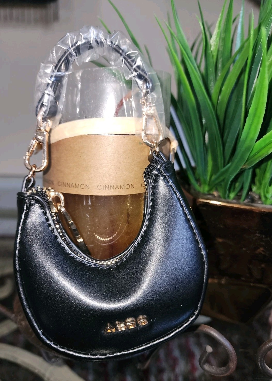 NEW! ALDO Black/ Goldtone Zip Around Mini Bag Charm Coins Pouch Keyfob NWT Rare!