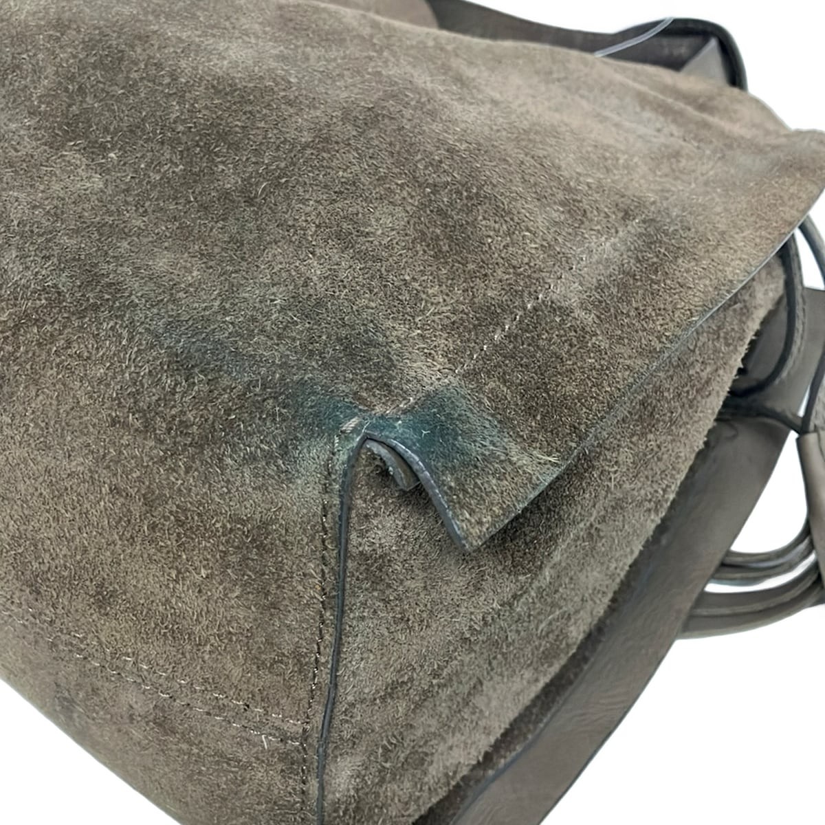 HIROFU Gray Beige Suede Tote Bag