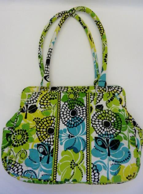 Vera Bradley~Spring Retro Floral~2 Strap Lime’s Up Frame Magnetic Shoulder Bag