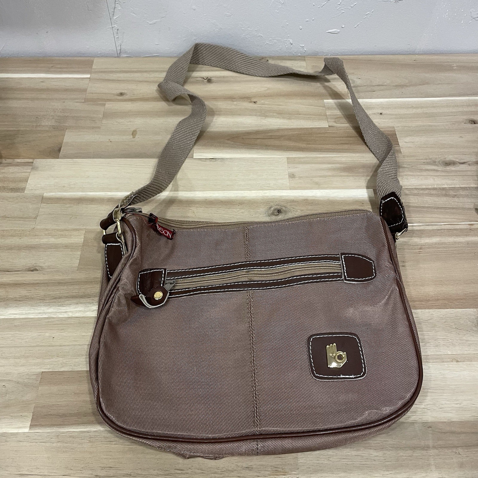Shoulder Bag Vintage Vidal Sassoon Brown Nylon Handbag Canvas Strap