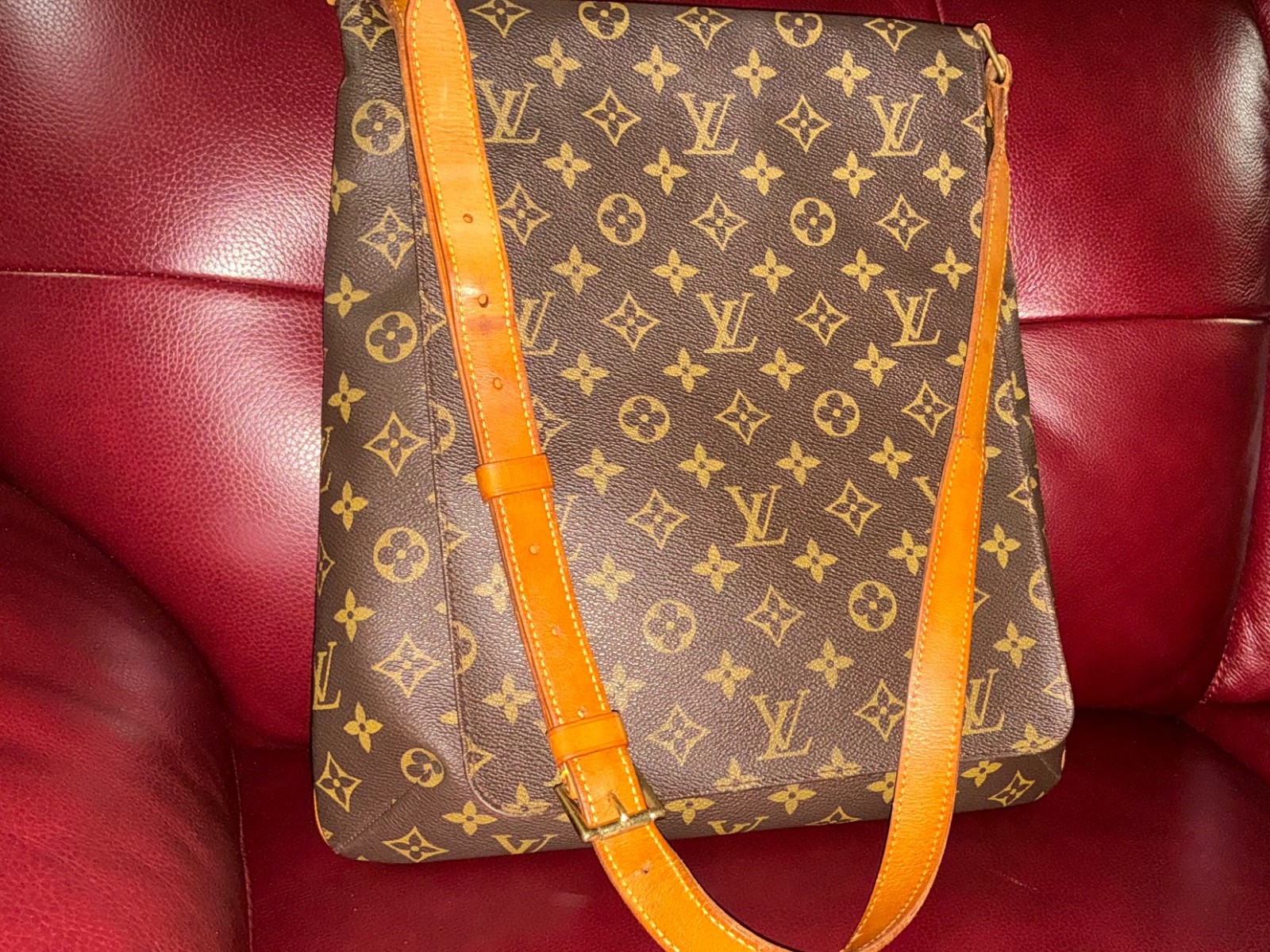 Louis Vuitton Musette Shoulder Bag Brown Leather. Free shipping