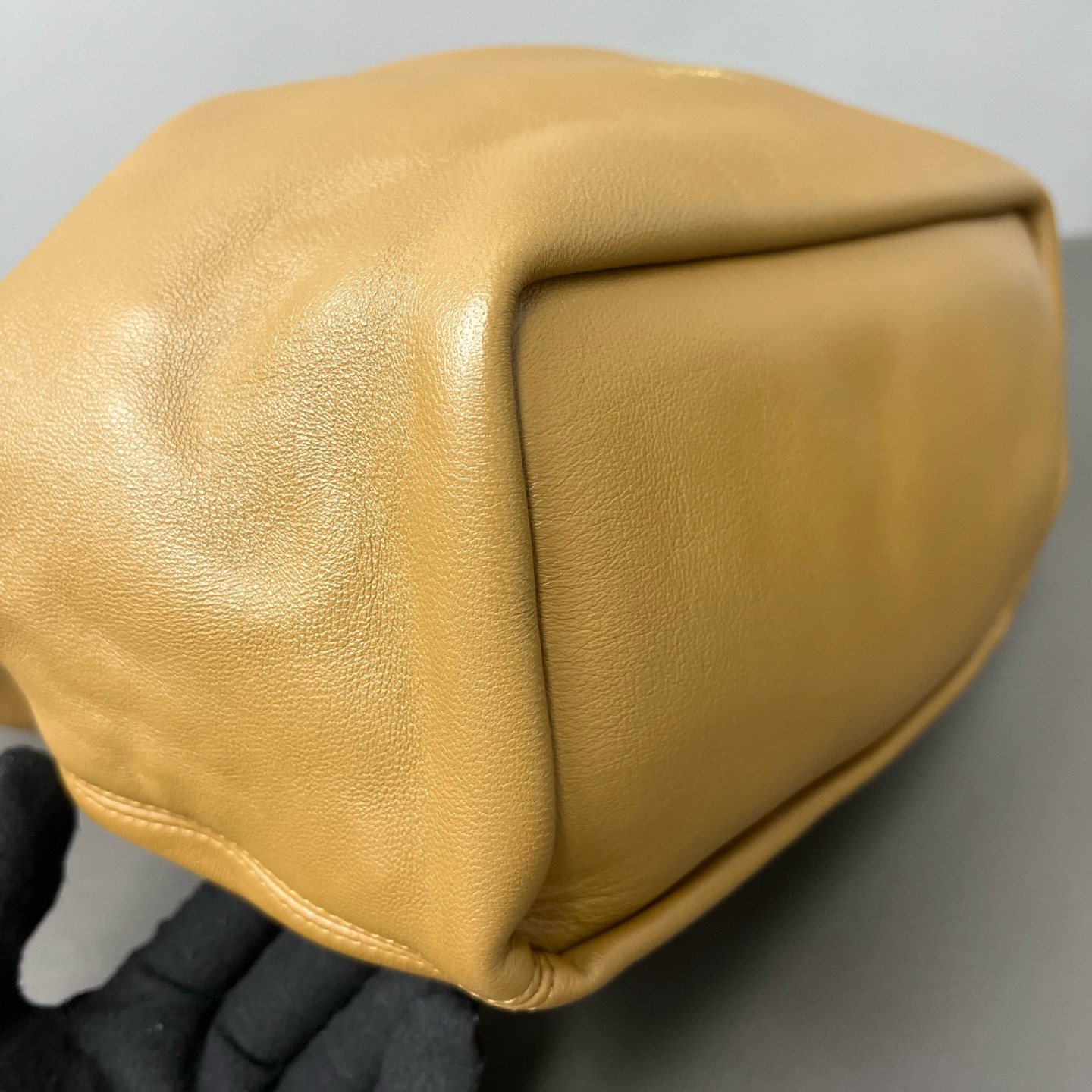 Authentic Loewe Squeeze Nappa Sheepskin Bucket Bag Orange-Brown Gold-Tone eBay