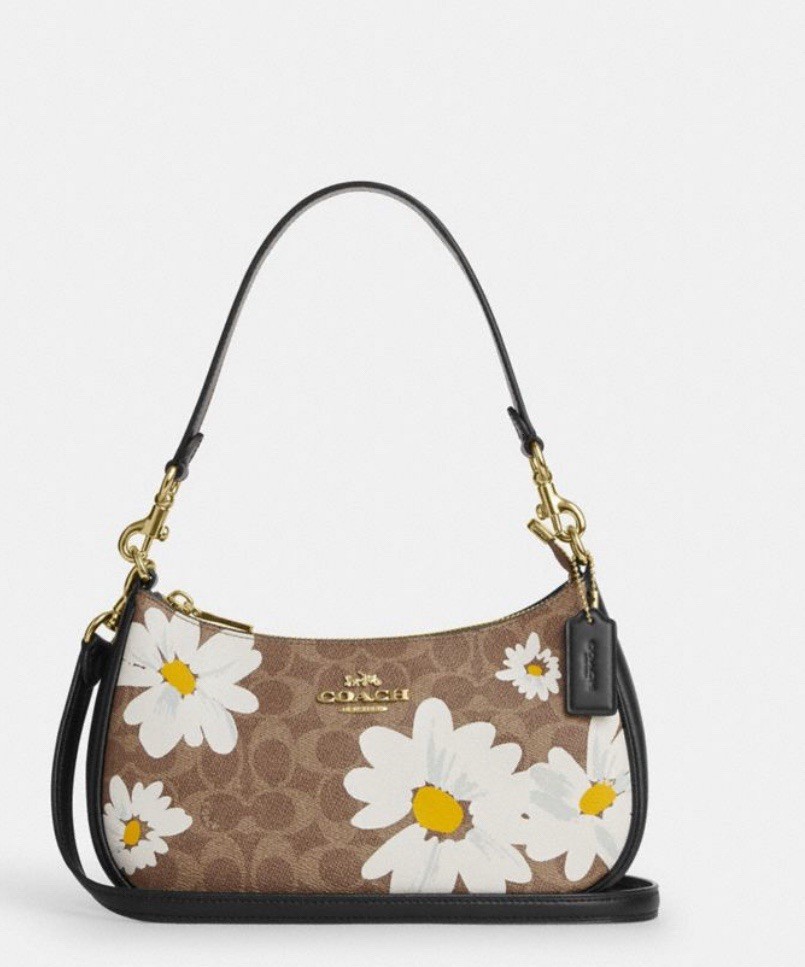 NWT COACH Teri Signature Leather Shoulder Bag With Floral Print