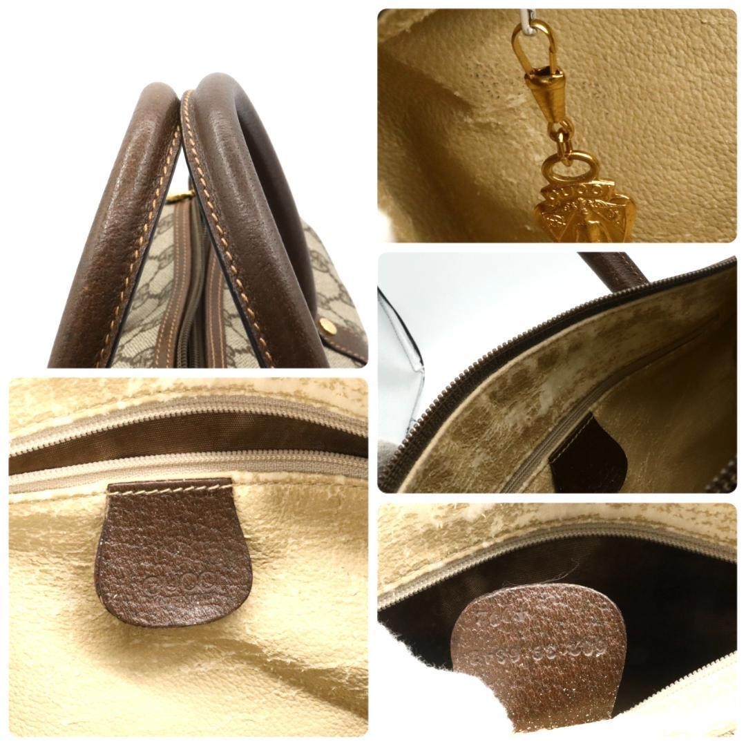 Gucci PVC canvas leather handbag, brown.