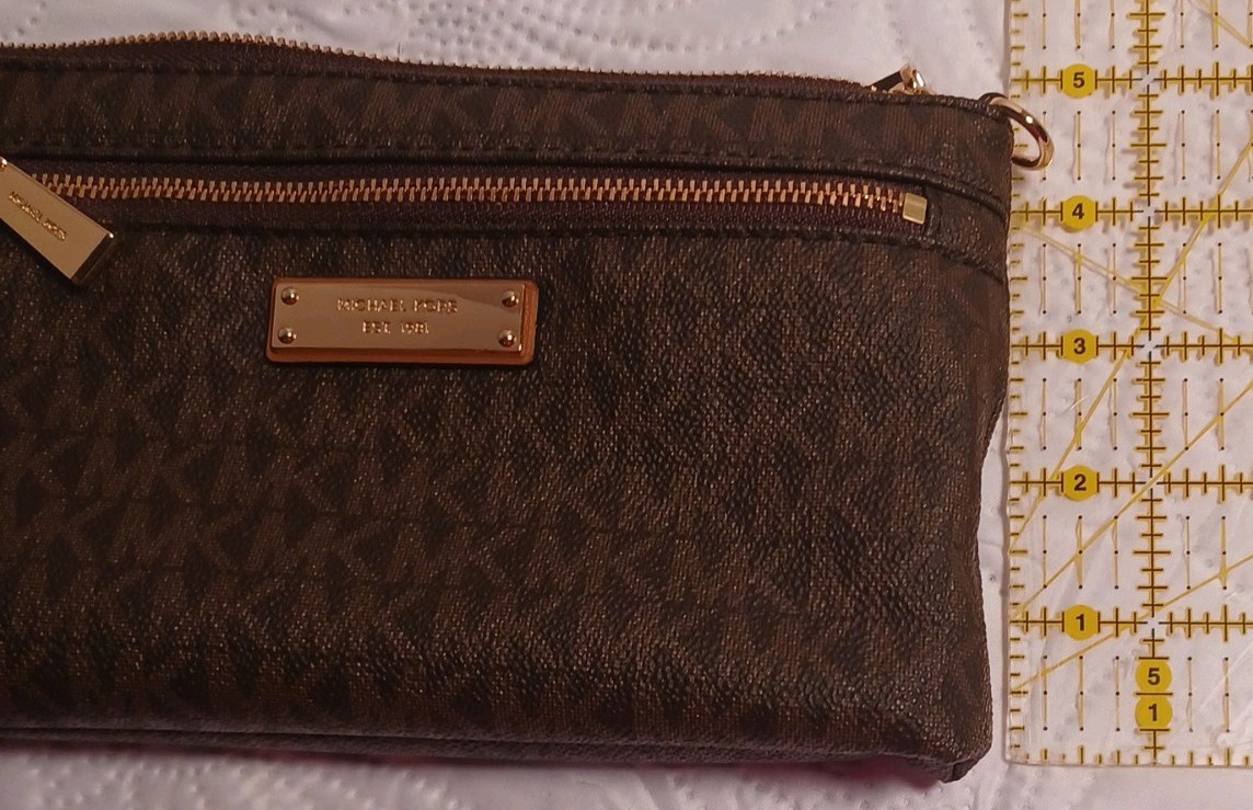 Signature Brown Logo Michael Kors Jet Set Travel MK Clutch Wristlet Purse