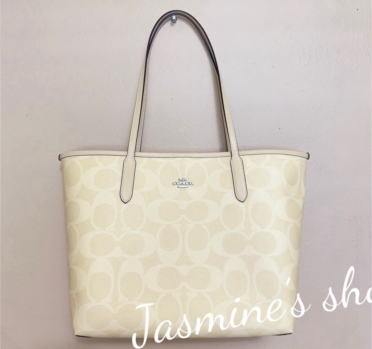 NWT COACH City Tote Bag In Signature Canvas CAL49 Signature Canvas/Silver/Hay