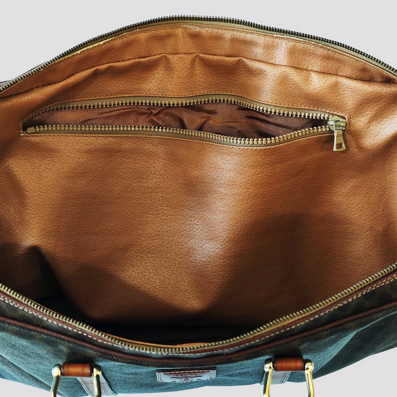 Vintage CELINE Macadam Briefcase Document Bag Coated Canvas Leather Italy 90s
