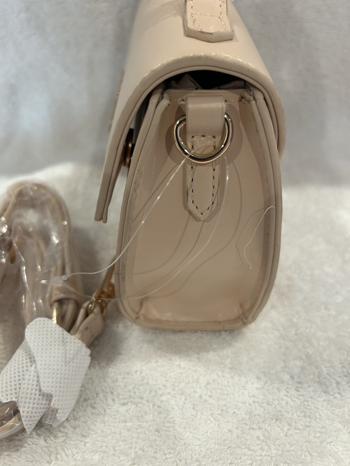 CXL Christian Lacroix Laine Matte Patent Top Handle Crossbody Panna Cotta Beige
