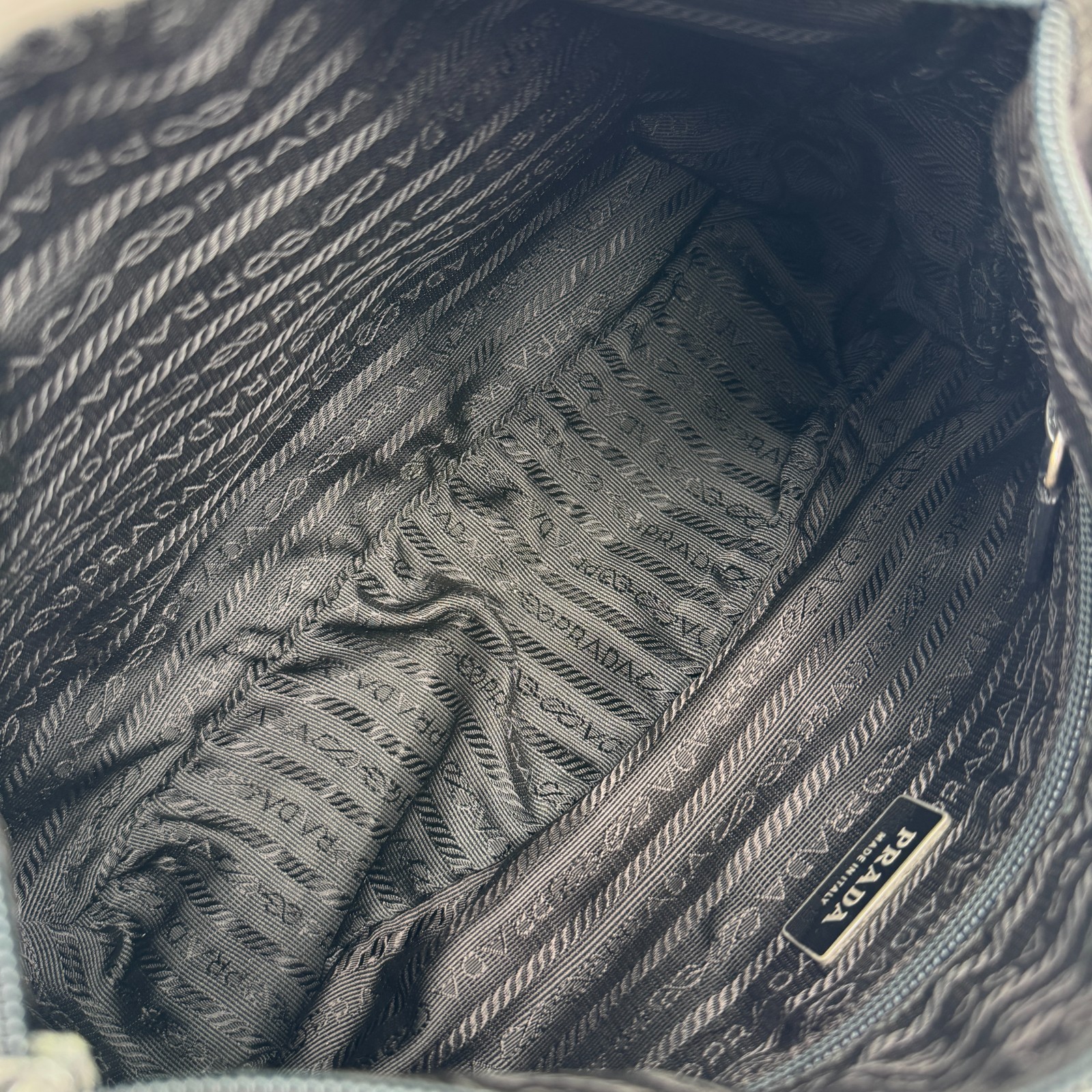 PRADA Tessuto Nylon Shoulder Bag Black with Triangle Logo