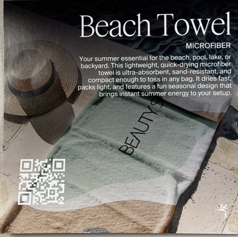 Beauty Society Microfiber Beach Towel NIP