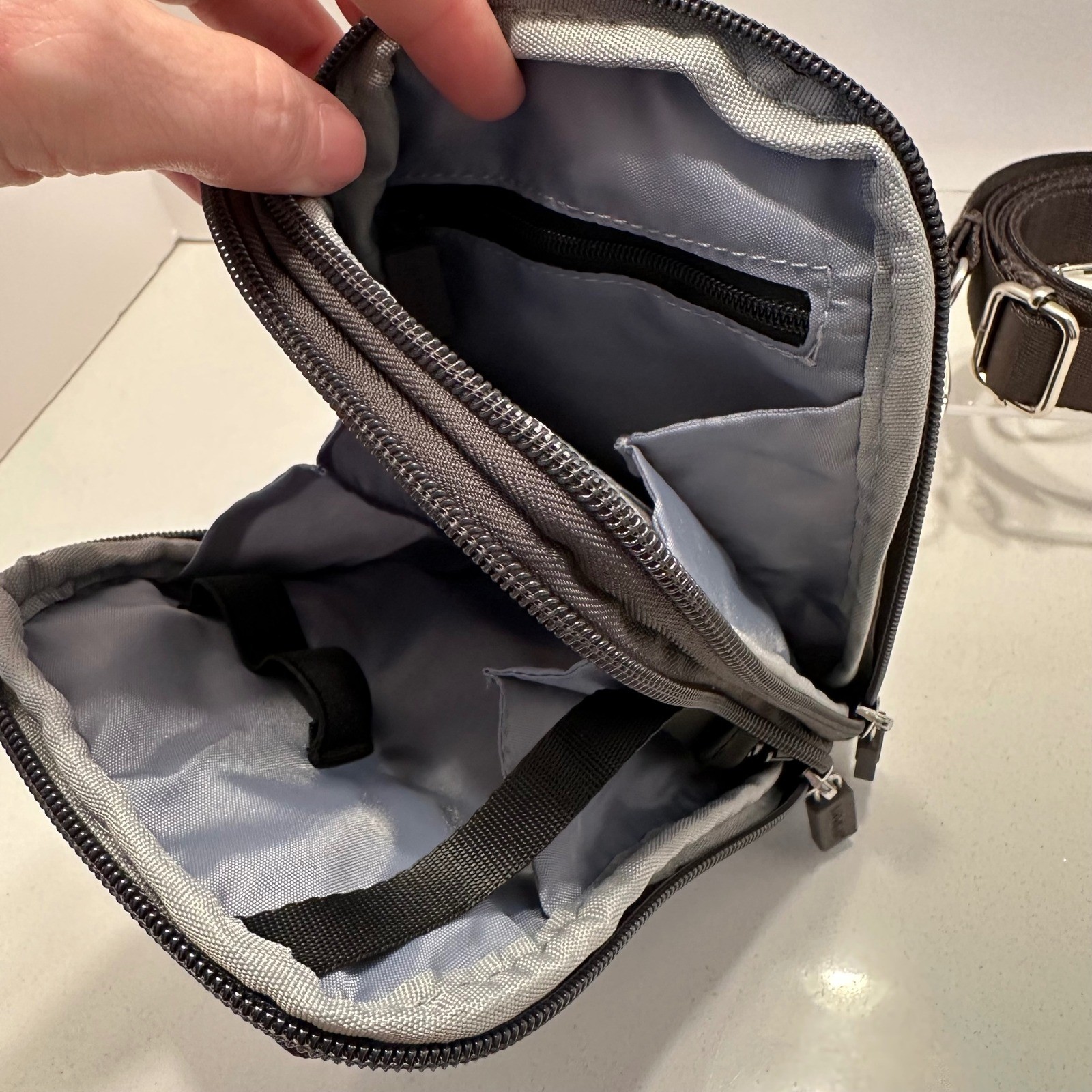 HKWP Dark Gray Nylon Crossbody Tech Bag Tactical Utility Travel Pouch Organizer