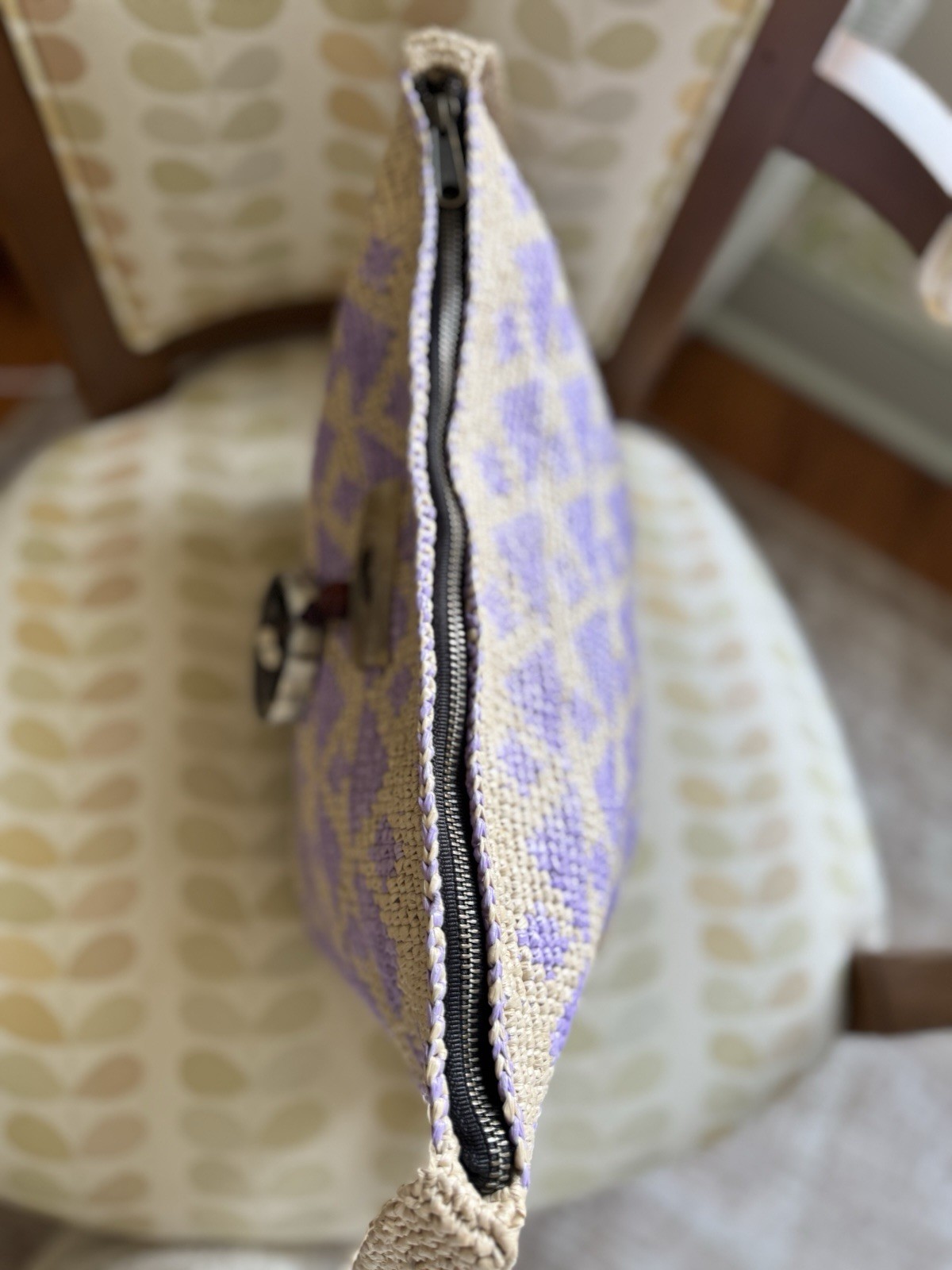 Chikumbuso Recycled Woven Lilac Purple Tote Bag Handmade Summer Seashell Charm