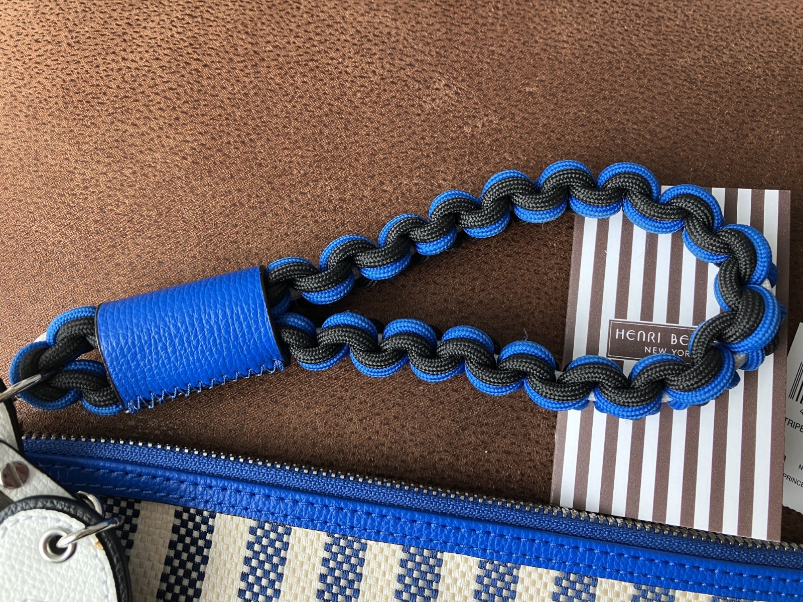 New Henri Bendel Striped Beach Wristlet Clutch Pouch.
