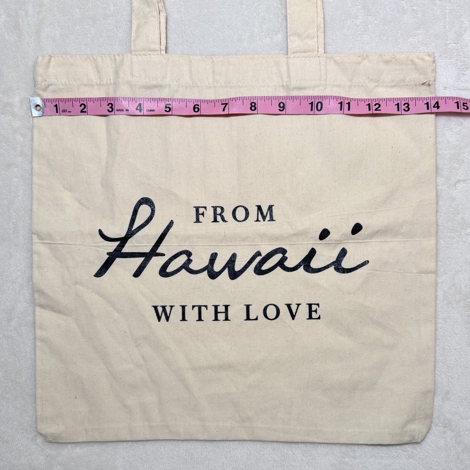 Gemline Ivory Beige Open Small Tote From Hawaii With Love Reusable Shopping Bag