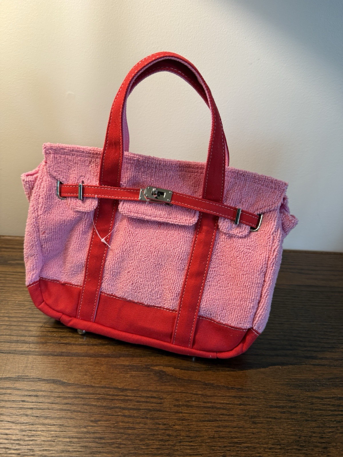 NEW SUNWIN Madaket Terry Cloth Tote Bag Bubblegum Pink Red LARGE & SMALL Boatkin