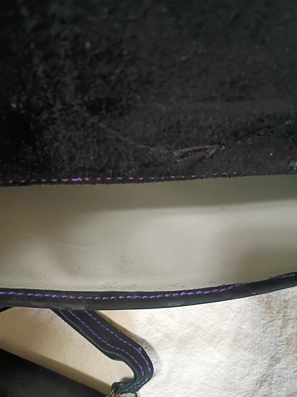Hand Stitched Black & Purple Sugar Skull Leather Purse w/ Wallet B21