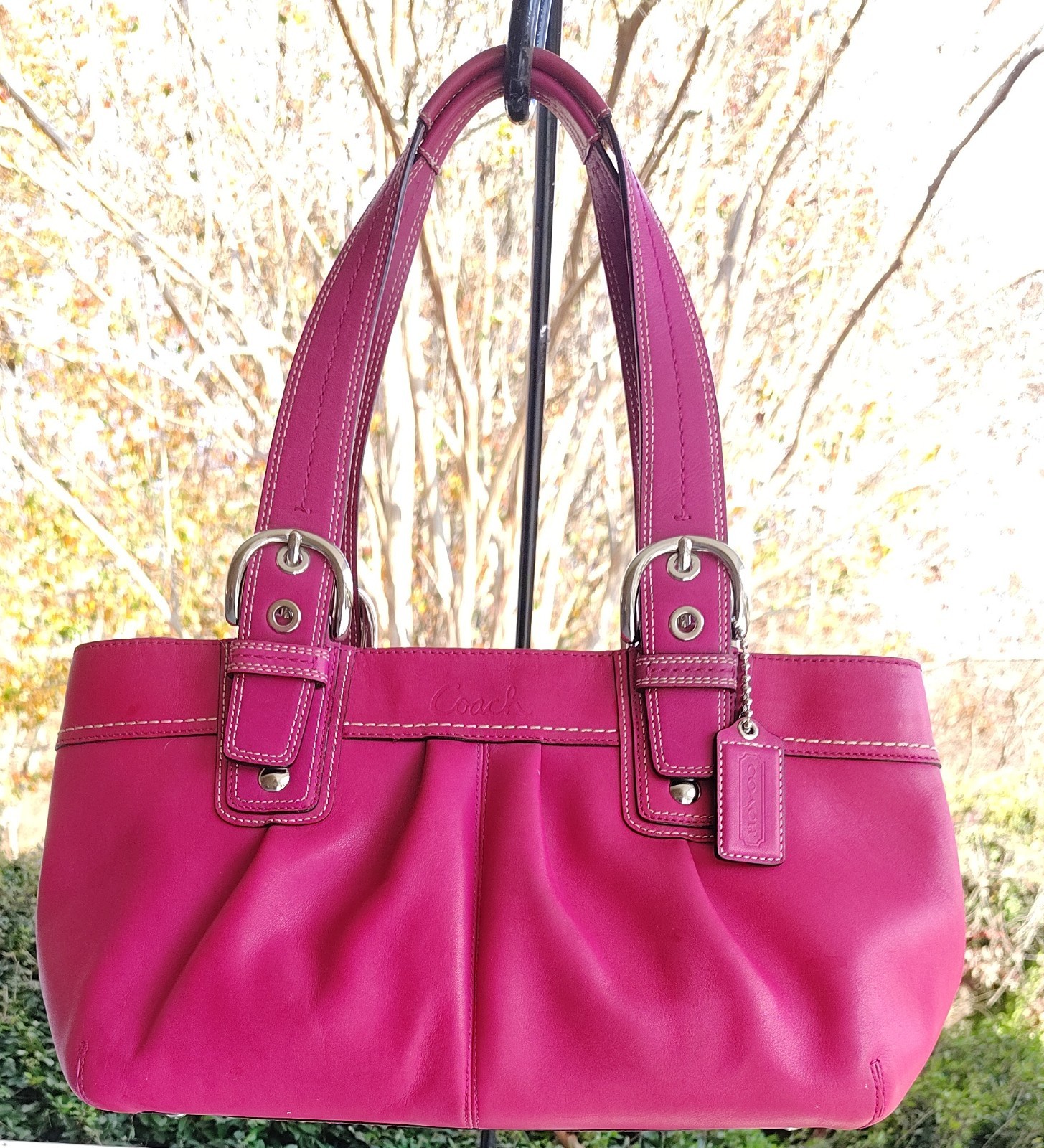 Coach F13732 LARGE Vintage Pink Soho Y2K Pleated Leather Shoulder Bag