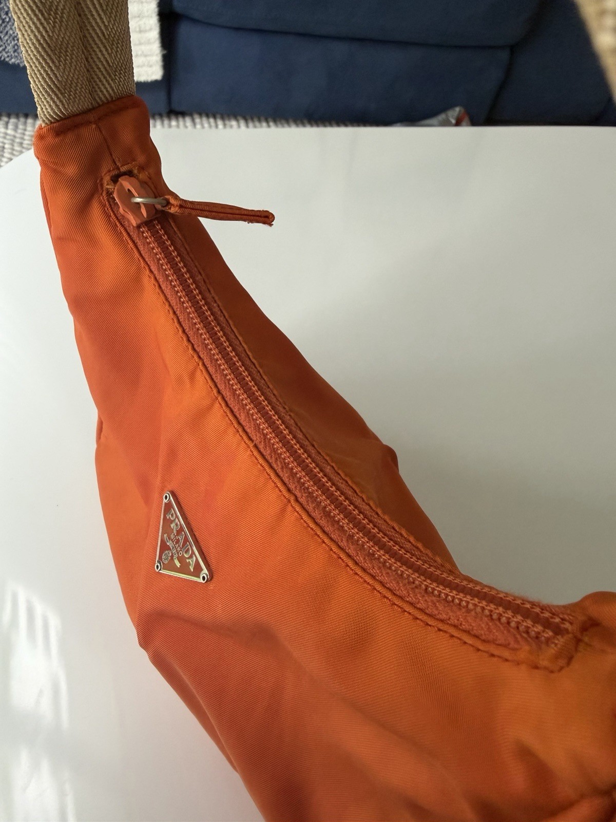 Prada Tessuto Orange Nylon Mini Hobo Bag – Y2K Sport Shoulder Bag w/ Dustbag