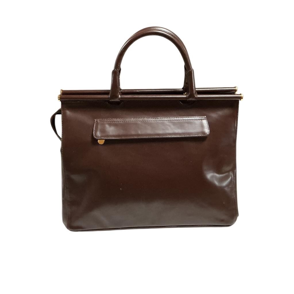 Faro Italian Leather Top Handle Satchel Brown X Large Equestrian Bag 90s Vintage