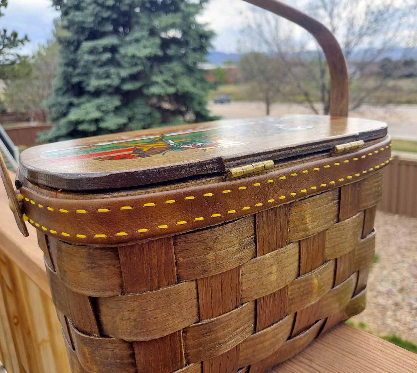 Signed Caro Nan Wood Basket Purse ~ Horse Racing Theme for Hershey Country Club