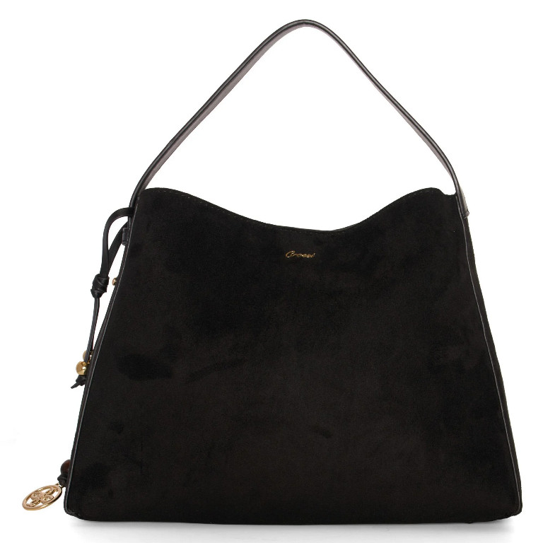 Like Dreams Women’s Adjustable Top Handle Solace Suede Bag Black Gold