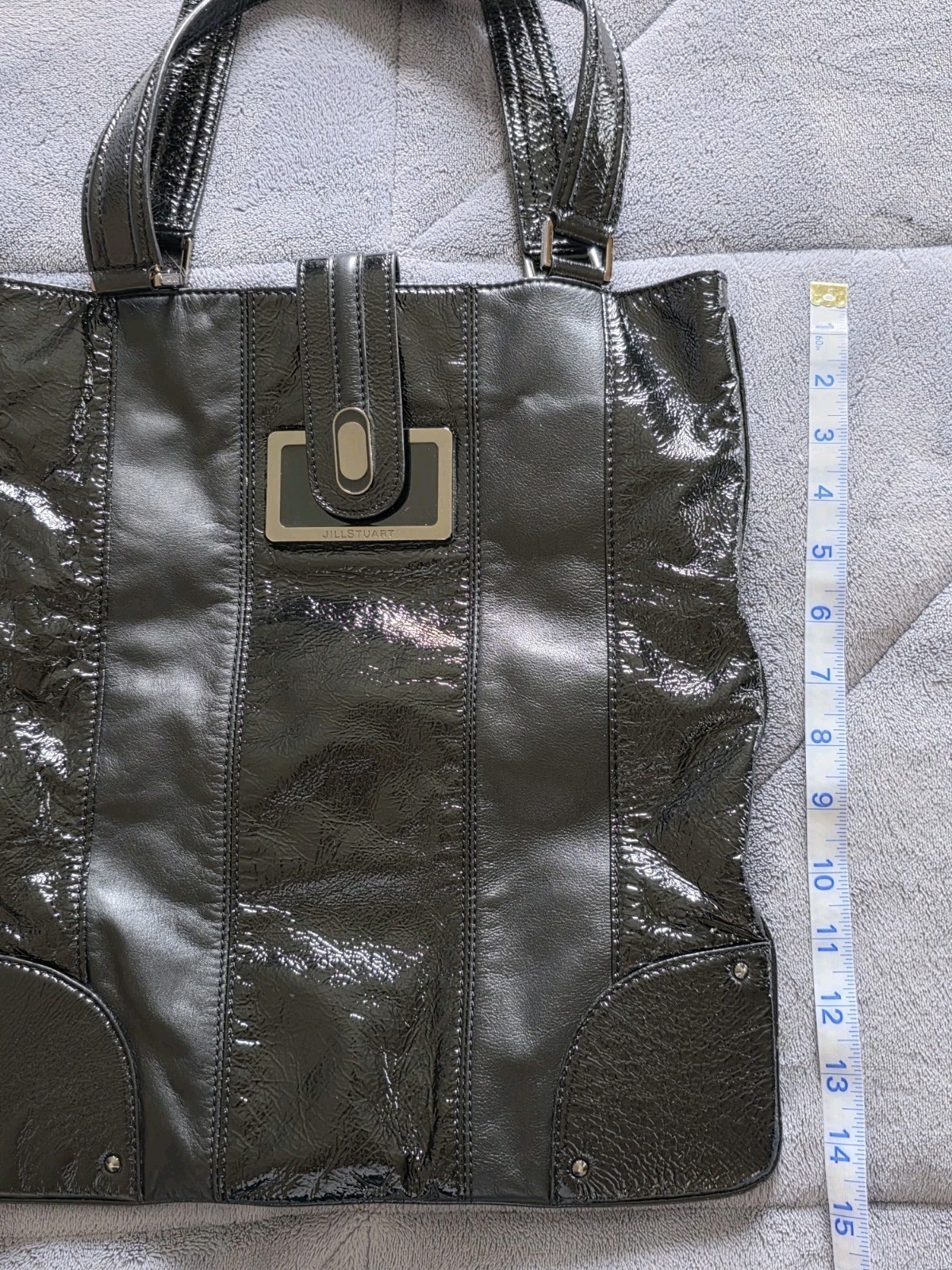 Jill Stuart Black Patent Leather Tote Bag Vintage