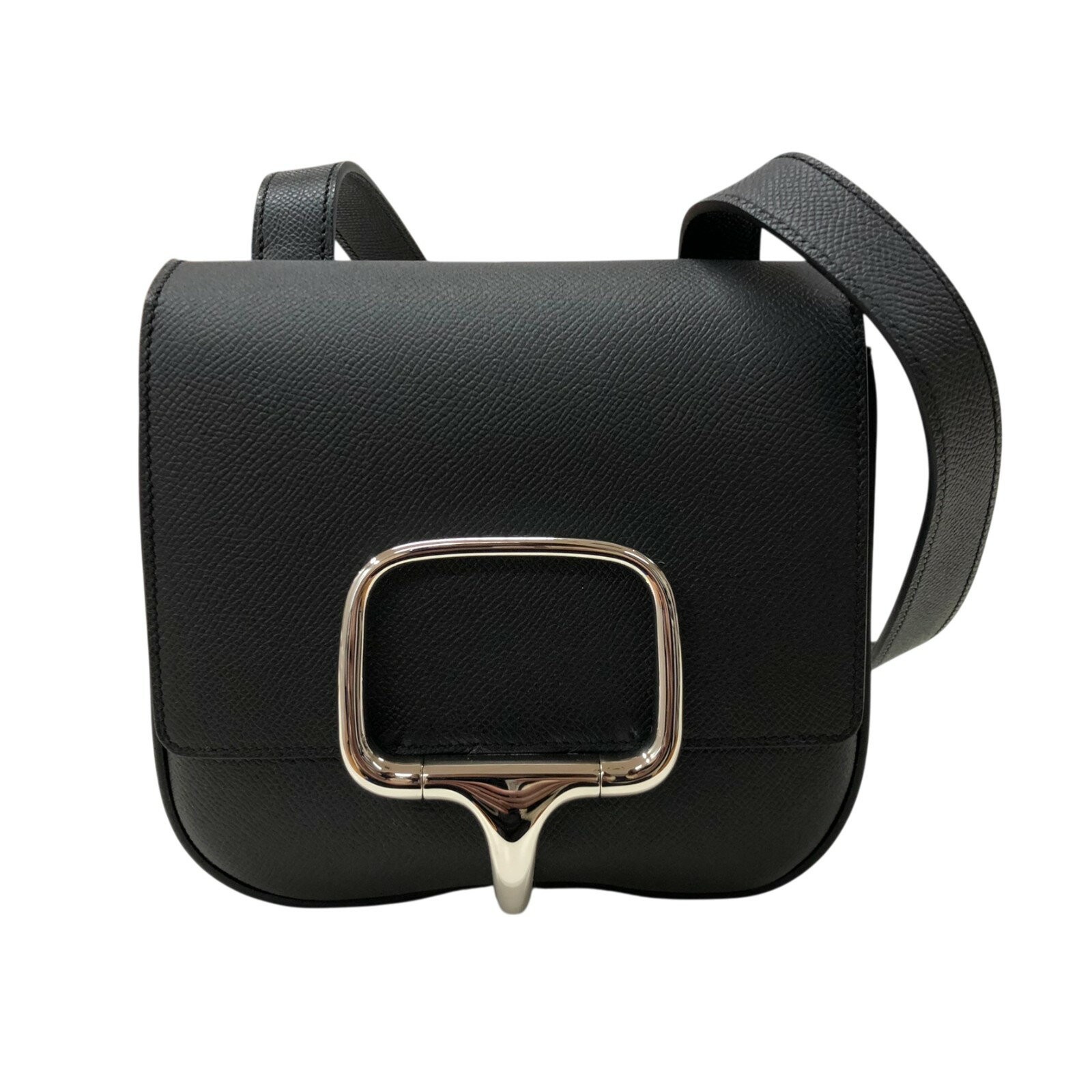 Hermes Della Cavalleria Mini Shoulder Bag Leather Noir Black Silver Hardware 99