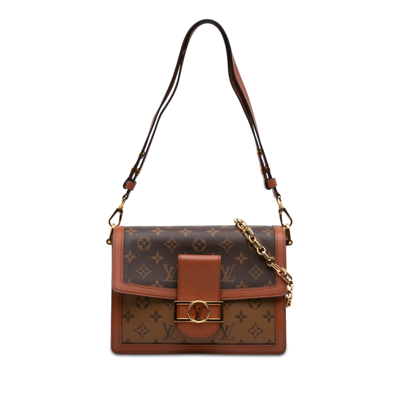 Louis Vuitton Monogram Reverse Dauphine MM Pre-Loved Satchel Brown